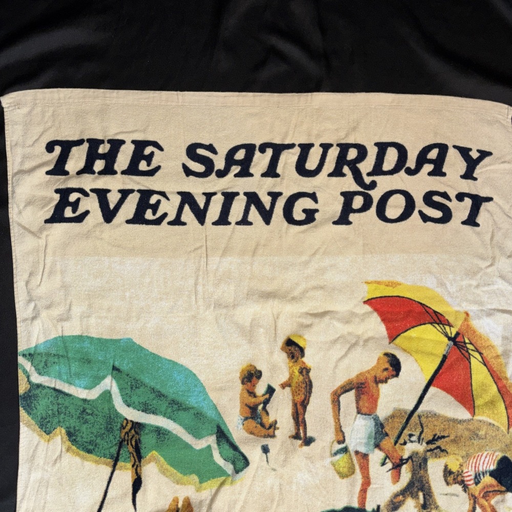 VTG Rare Beach Towel Norman Rockwell Saturday Evening Post Beach Scene 58X33 - Picture 10 of 15